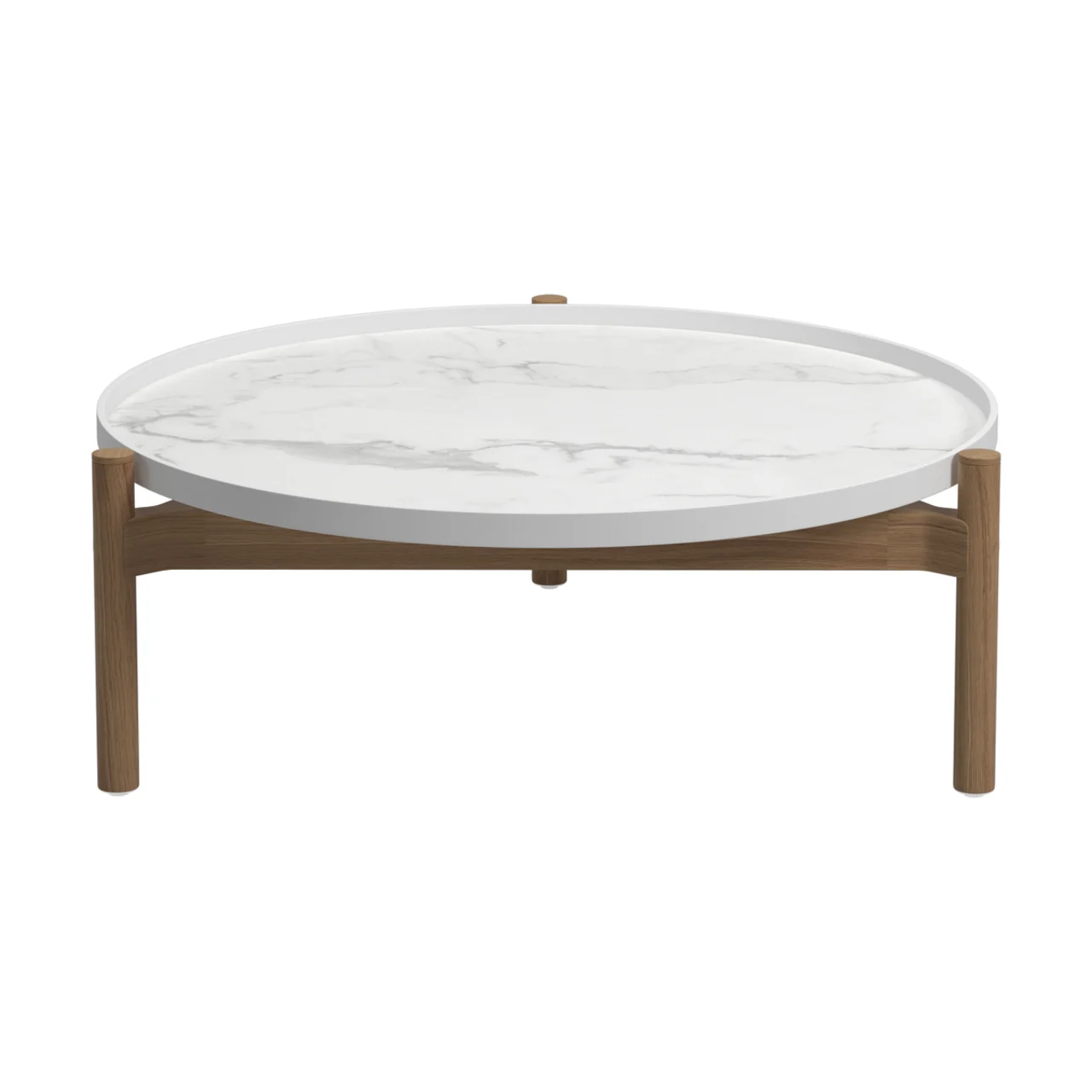 Gloster Sepal Side Table | Bianco Top | Teak Frame