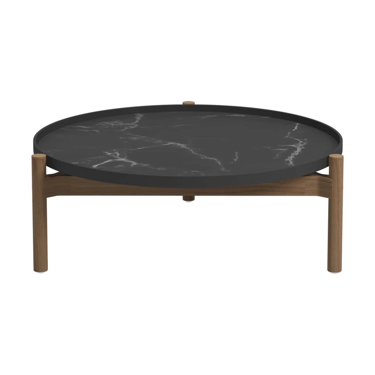 Gloster Sepal Side Table | Nero Top | Teak Frame