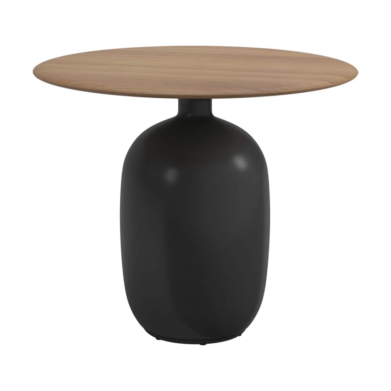 Gloster Kasha 35.5" Round Dining Table | Frame: Glazed Ceramic, Iron | Top: Natural Teak