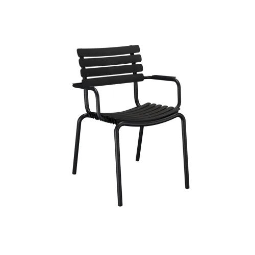 Houe ReCLIPS Dining Chair | Black Lamellas with Monochrome Aluminum Armrests