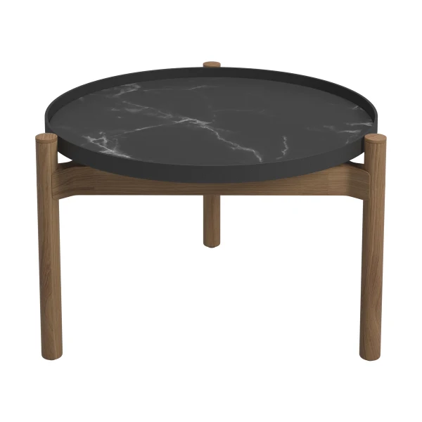 Gloster Sepal Side Table Nero Top | Teak Frame