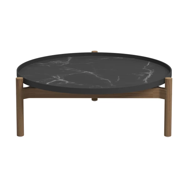 Gloster Sepal Side Table | Nero Top | Teak Frame