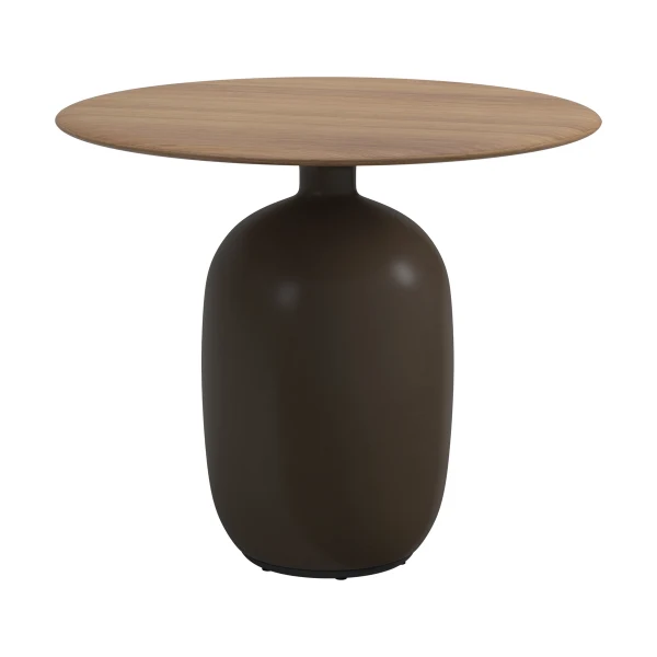 Gloster Kasha 35.5" Round Dining Table | Frame: Glazed Ceramic, Earth | Top: Natural Teak